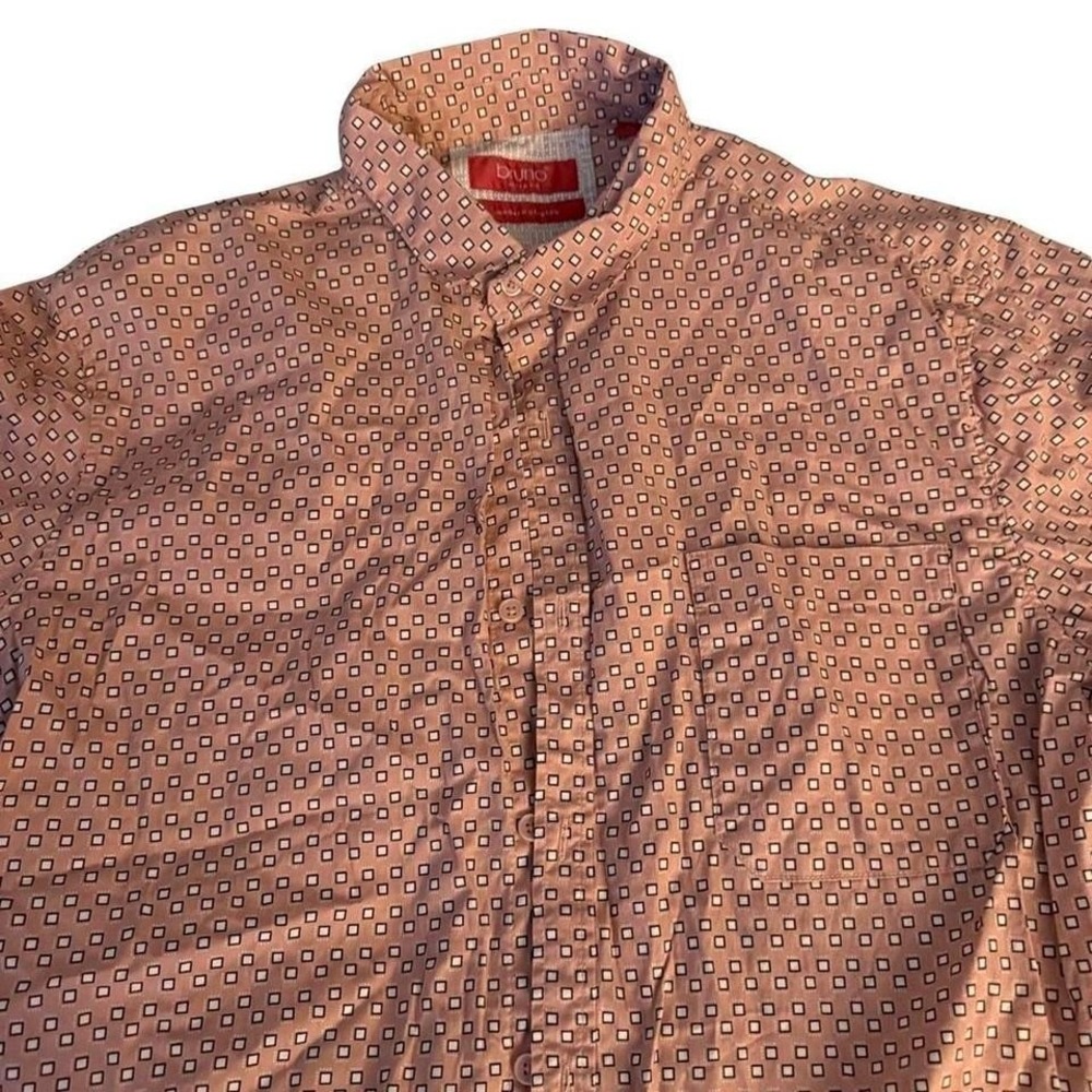 Bruno Milano Modern Stretch Button Up Short Sleeve Red Pattern Shirt XL Mens